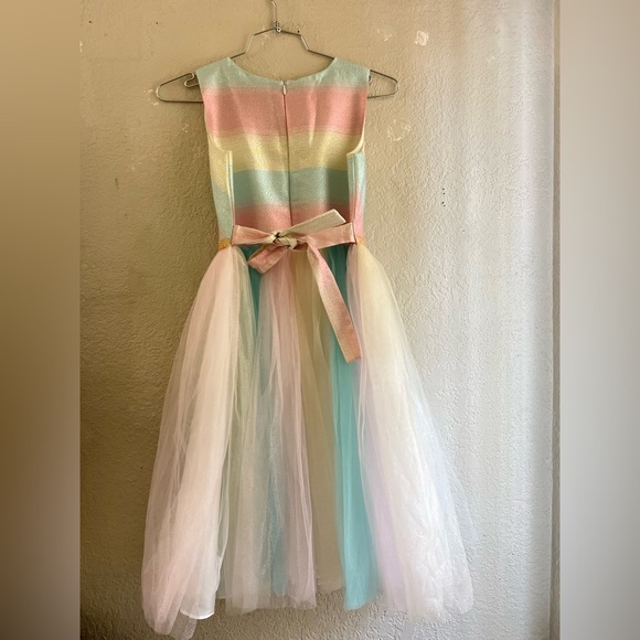 Bonnie Jean Girls Sz 16 pink Ombré Bodice Flowing Multi Colored Tulle Dress Long - Picture 5 of 9